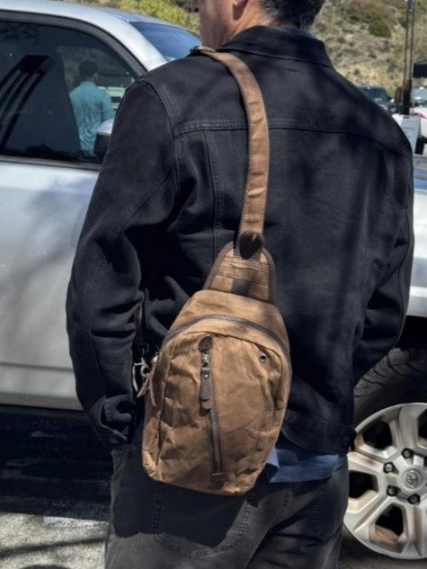 Heavy Waxed Canvas Crossbody Sling Bag