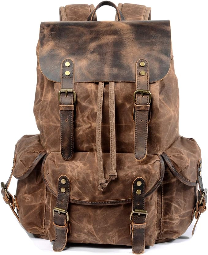 Heavy Canvas and Leather Retro Backpack