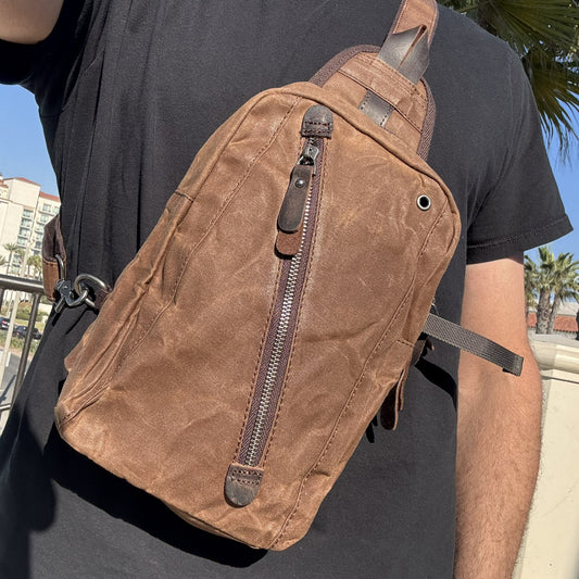 Heavy Waxed Canvas Crossbody Sling Bag